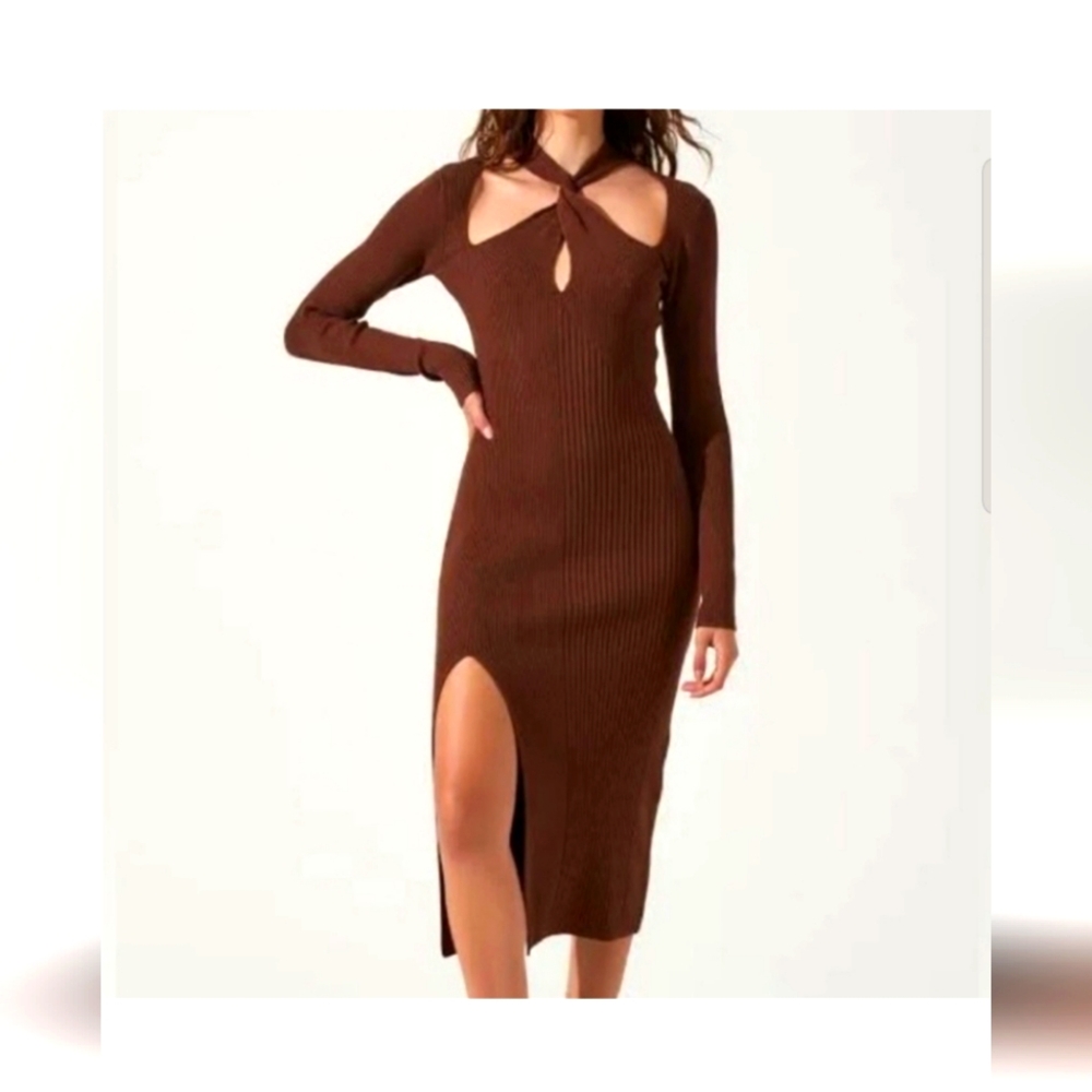 ASTR the Label Mock Twist Neck Knit Sweater Midi Dress Size M
